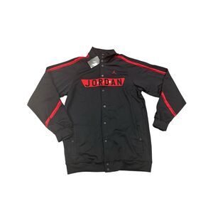 NWT Jordan Jacket Mens XLT Black Red Snap Up Warmup Jumpman Black/Red